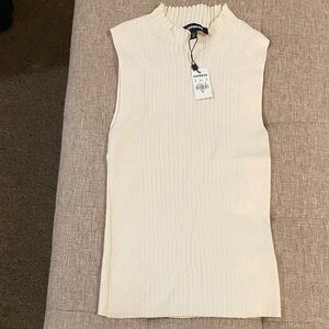 Express Ribbed Cream Tank Top